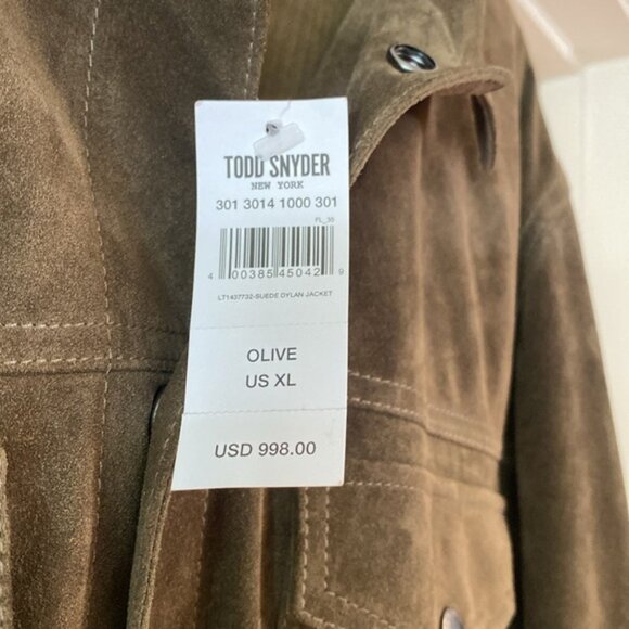 Todd Snyder Suede Dylan Olive Jacket Sz XL.  NWT - Picture 2 of 5